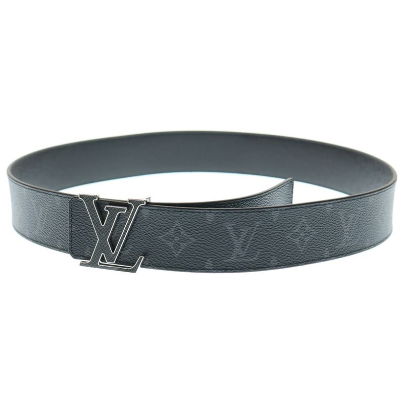 Louis Vuitton Monogram Eclipse Belt LV Initials Reversible Belt Black Silver