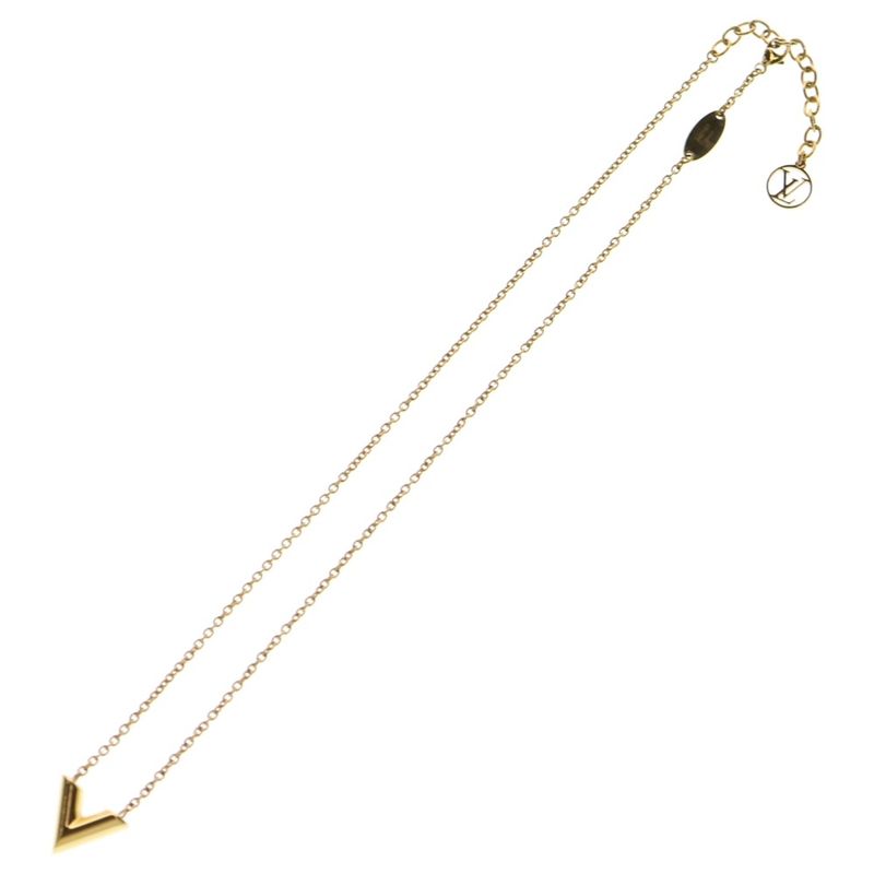 Louis Vuitton Escential V Necklace Pendant Chain Gold GP M61083