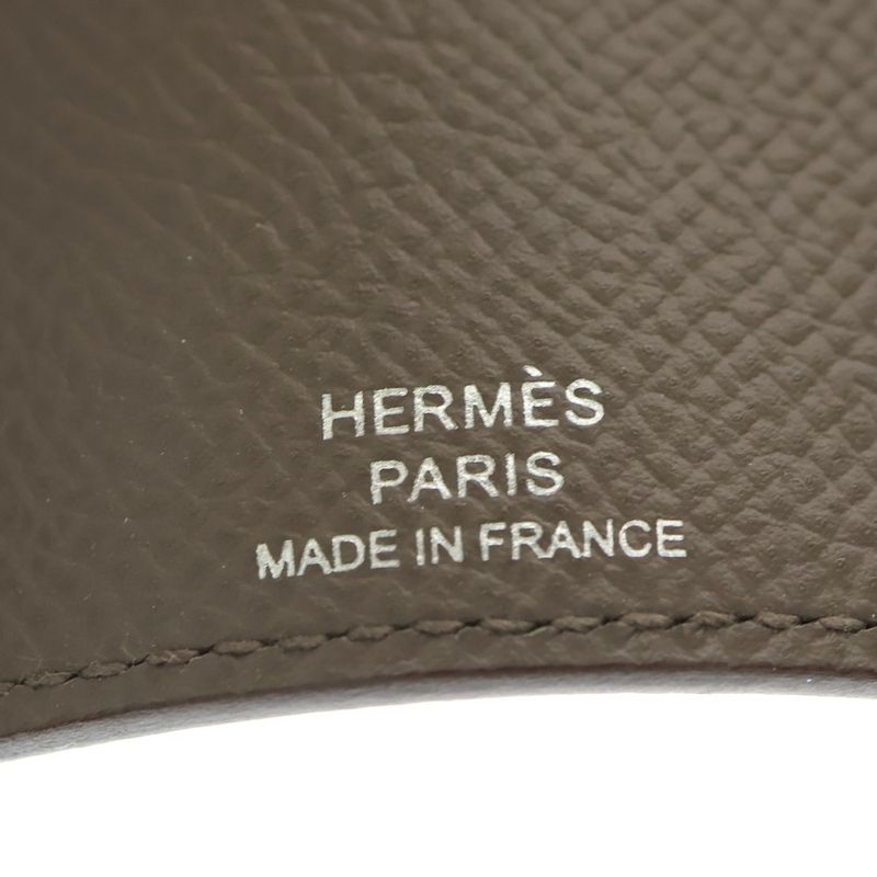 Hermes Bearn H Logo Epson Leather Etan 4-ring Key Case Silver Hardware Beige