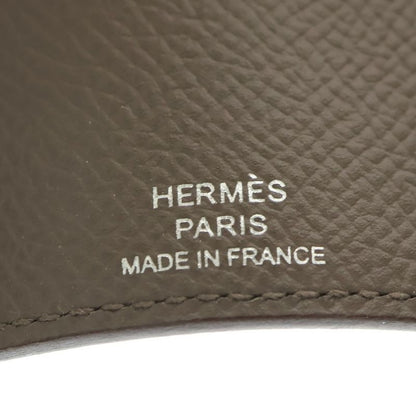 Hermes Bearn H Logo Epson Leather Etan 4-ring Key Case Silver Hardware Beige
