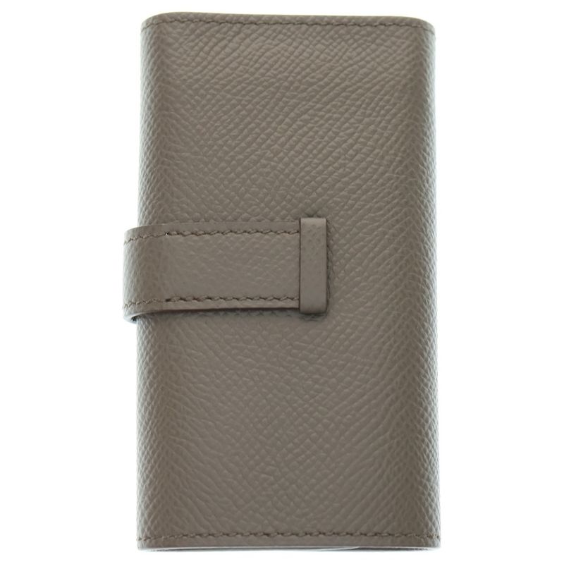Hermes Bearn H Logo Epson Leather Etan 4-ring Key Case Silver Hardware Beige