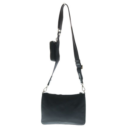 Prada Re-nylon Triangle Logo Plate Saffiano Leather Shoulder Bag Silver