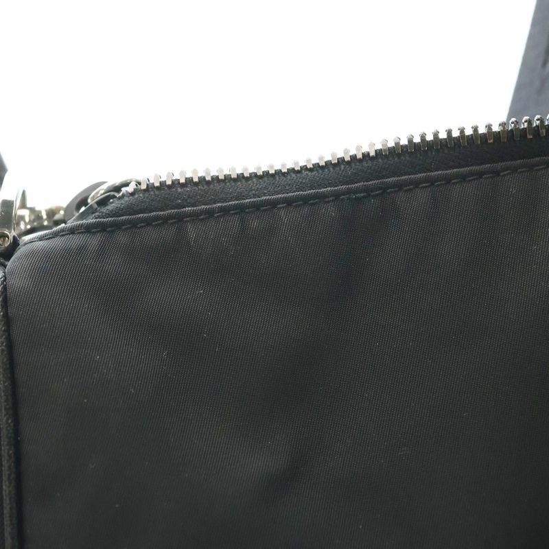 Prada Re-nylon Triangle Logo Plate Saffiano Leather Shoulder Bag Silver