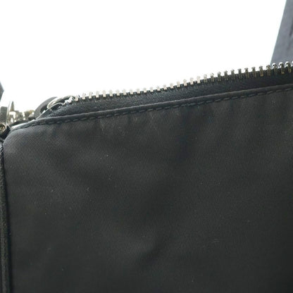 Prada Re-nylon Triangle Logo Plate Saffiano Leather Shoulder Bag Silver