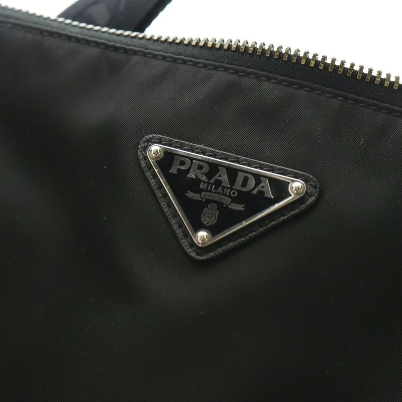 Prada Re-nylon Triangle Logo Plate Saffiano Leather Shoulder Bag Silver