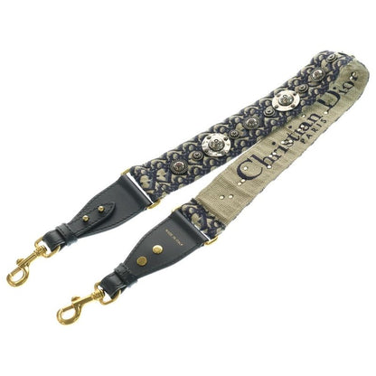 Christian Dior Oblique Shoulder Strap Navy Canvas Gold Hardware