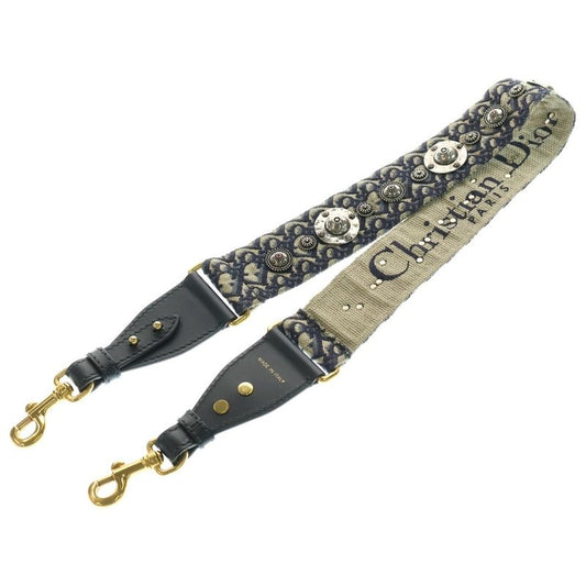 Christian Dior Oblique Shoulder Strap Navy Canvas Gold Hardware