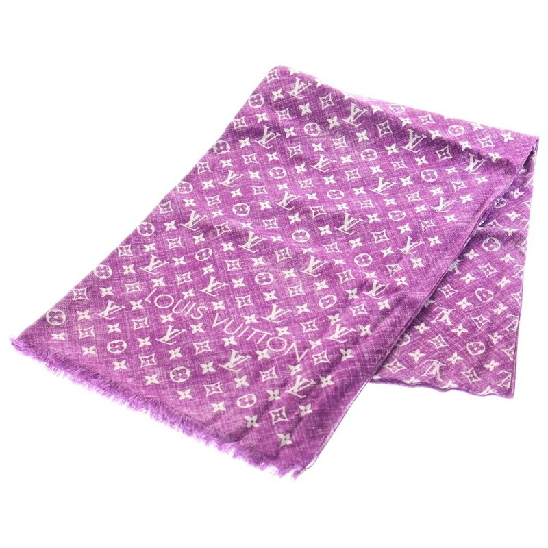 Louis Vuitton Etoile Monogram Denim Large Shawl Scarf Purple And White Mp2431