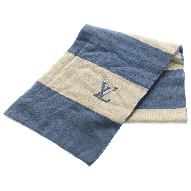 Louis Vuitton Logo Scarf Stole Gray And Blue