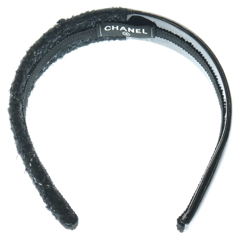 Chanel Coco Mark Patent Tweed Switching Catsuit Black Women