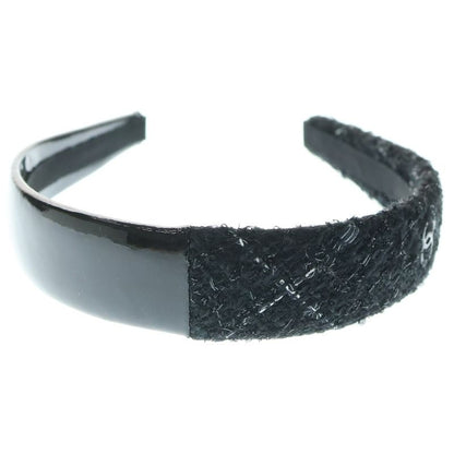 Chanel Coco Mark Patent Tweed Switching Catsuit Black Women