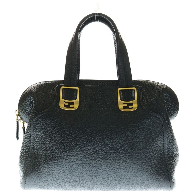 Fendi Chameleon FF Logo Plate Leather 2WAY Hand Shoulder Bag Gold Hardware