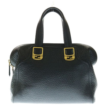 Fendi Chameleon FF Logo Plate Leather 2WAY Hand Shoulder Bag Gold Hardware