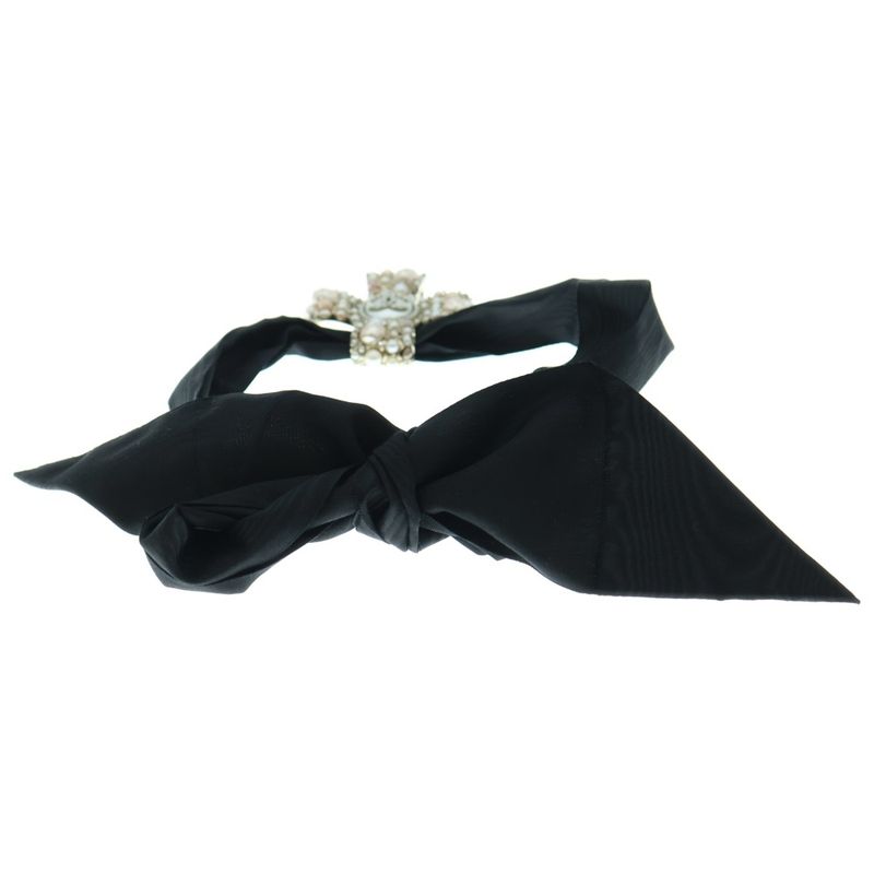 Chanel Coco Mark Faux Pearl Choker Necklace Pink And Gold Black