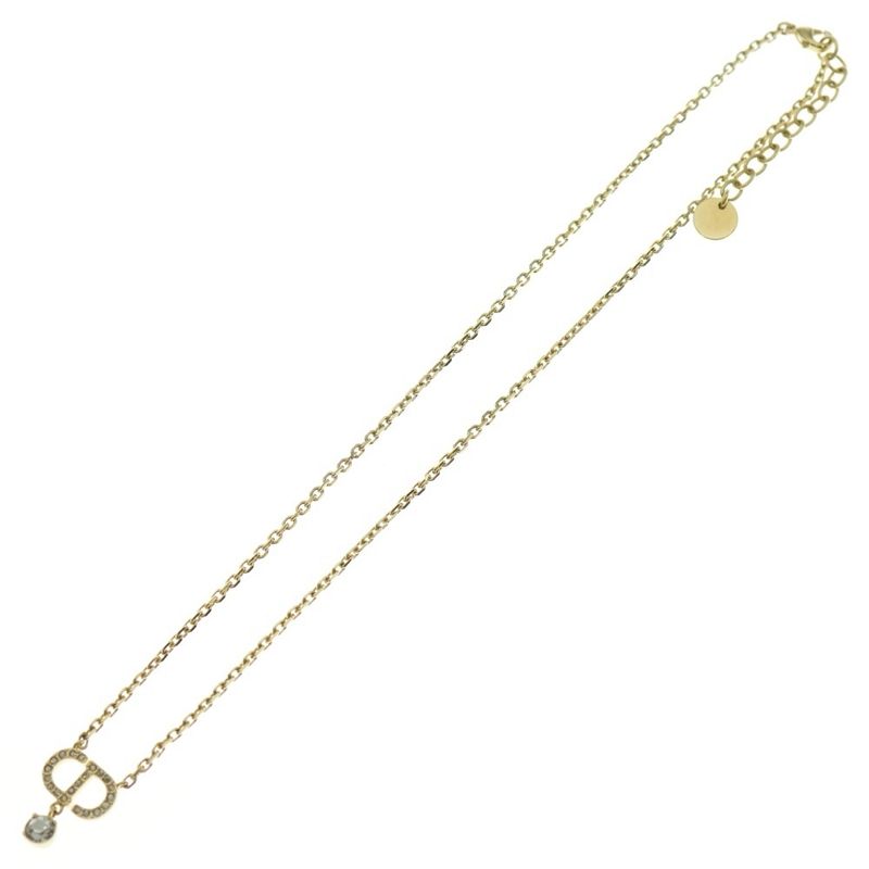 DIOR Petit CD Petit Light Stone Logo Chain Necklace Gold Women