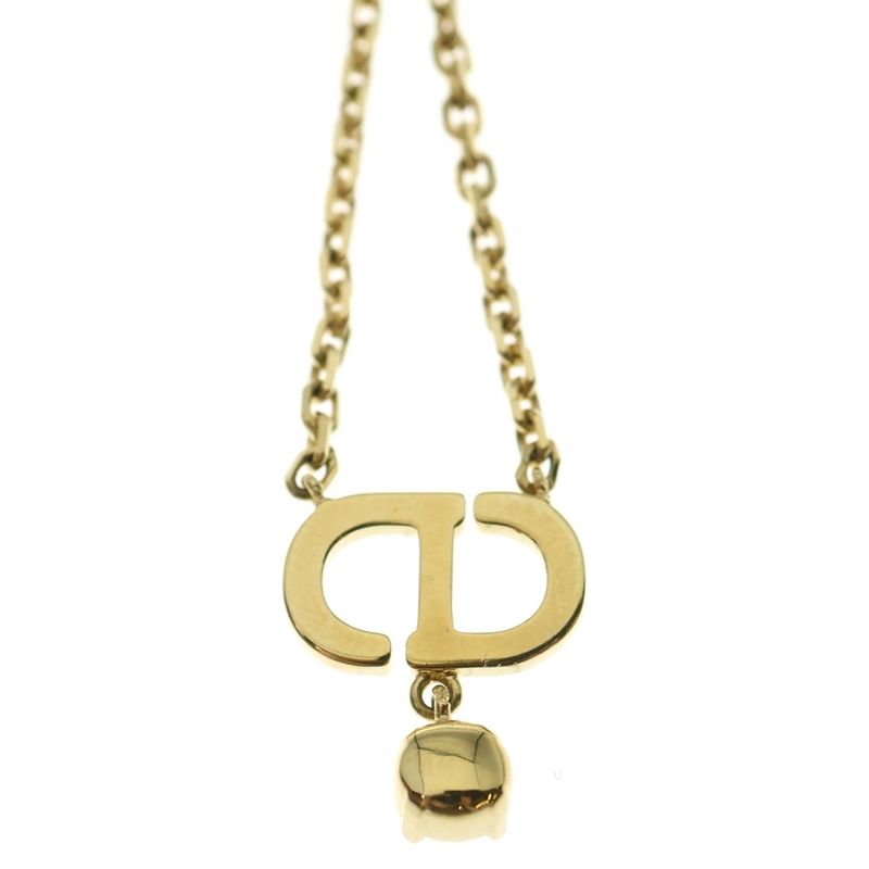 DIOR Petit CD Petit Light Stone Logo Chain Necklace Gold Women