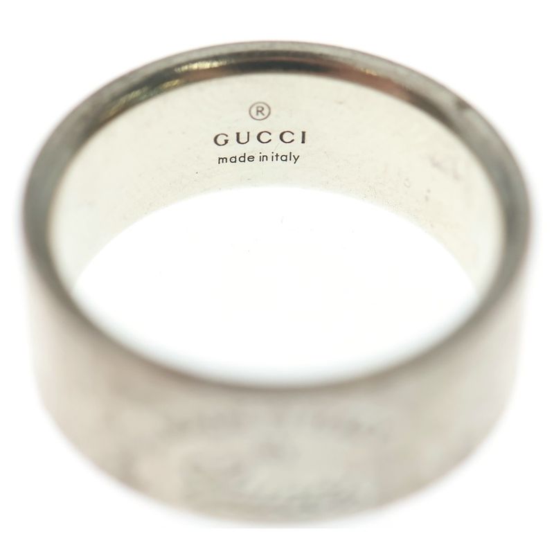 Gucci Classic Logo Engraved Plain Ring Silver