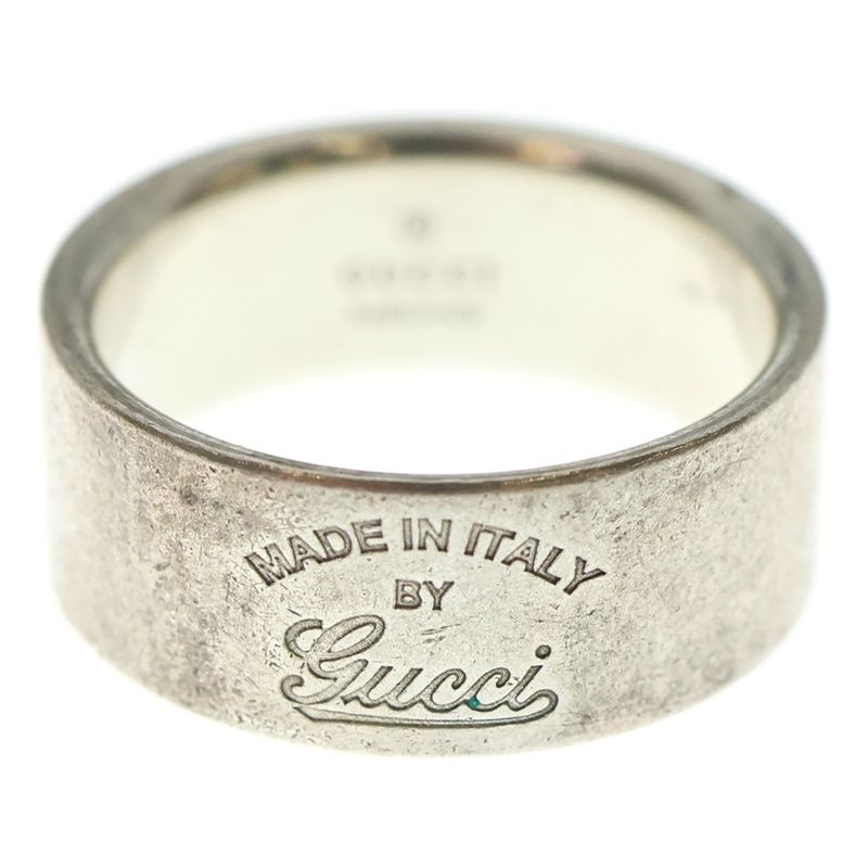 Gucci Classic Logo Engraved Plain Ring Silver