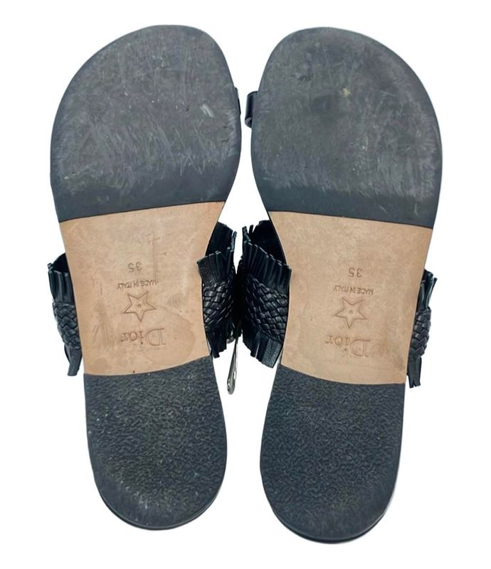 Christian Dior Leather Sandals Lamb Skin Braided Women's SIZE 35 Christian Dior