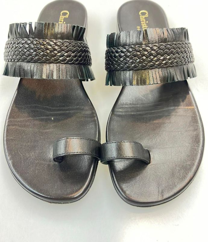 Christian Dior Leather Sandals Lamb Skin Braided Women's SIZE 35 Christian Dior