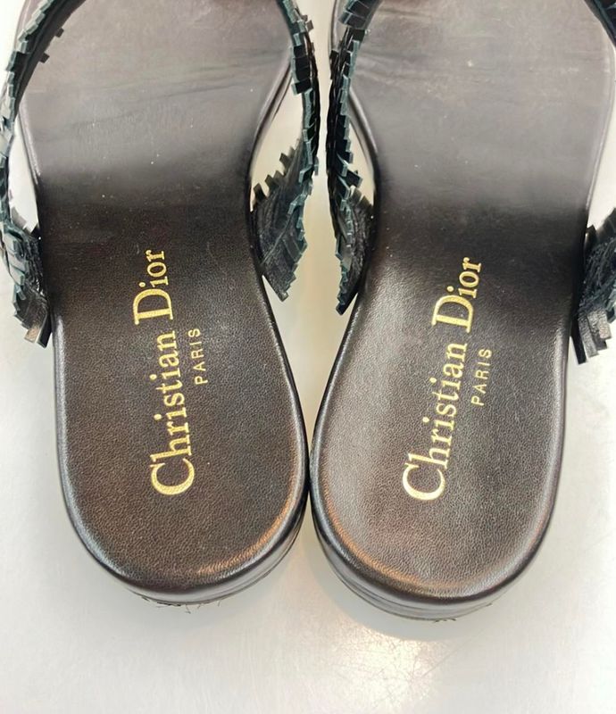 Christian Dior Leather Sandals Lamb Skin Braided Women's SIZE 35 Christian Dior