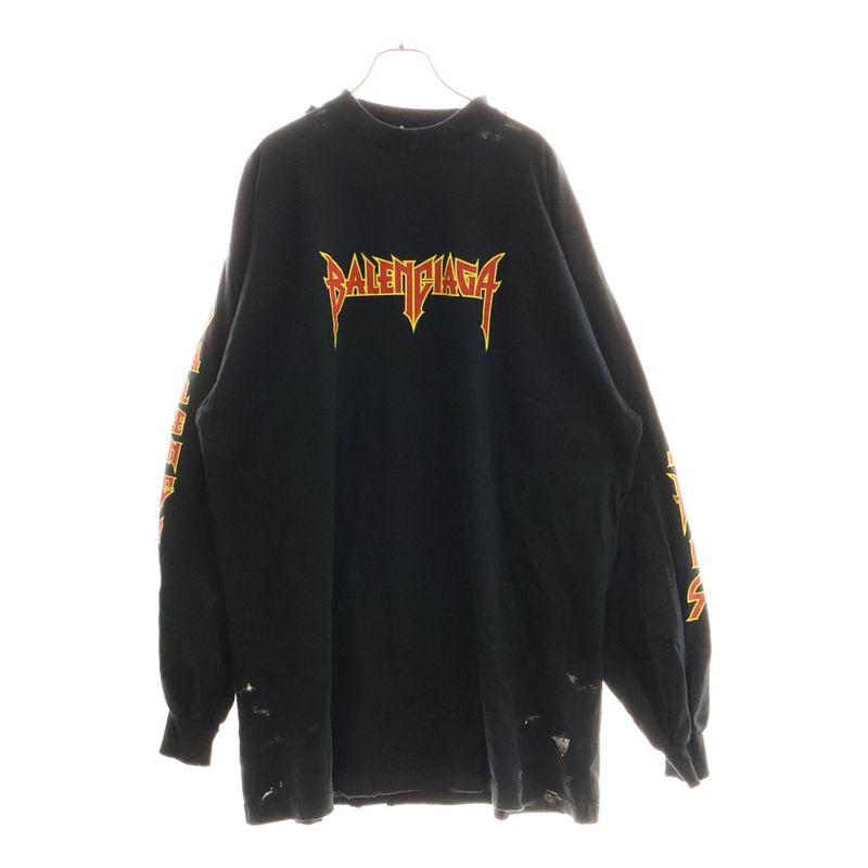 Balenciaga 22SS Metal Oversized LONG Sleeve TEE Metal Logo Print Oversized Long