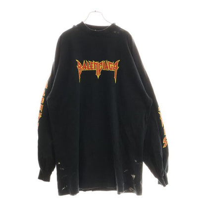 Balenciaga 22SS Metal Oversized LONG Sleeve TEE Metal Logo Print Oversized Long