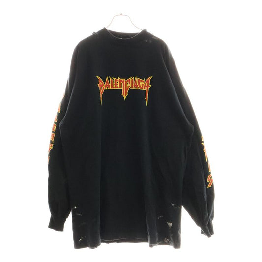 Balenciaga 22SS Metal Oversized LONG Sleeve TEE Metal Logo Print Oversized Long