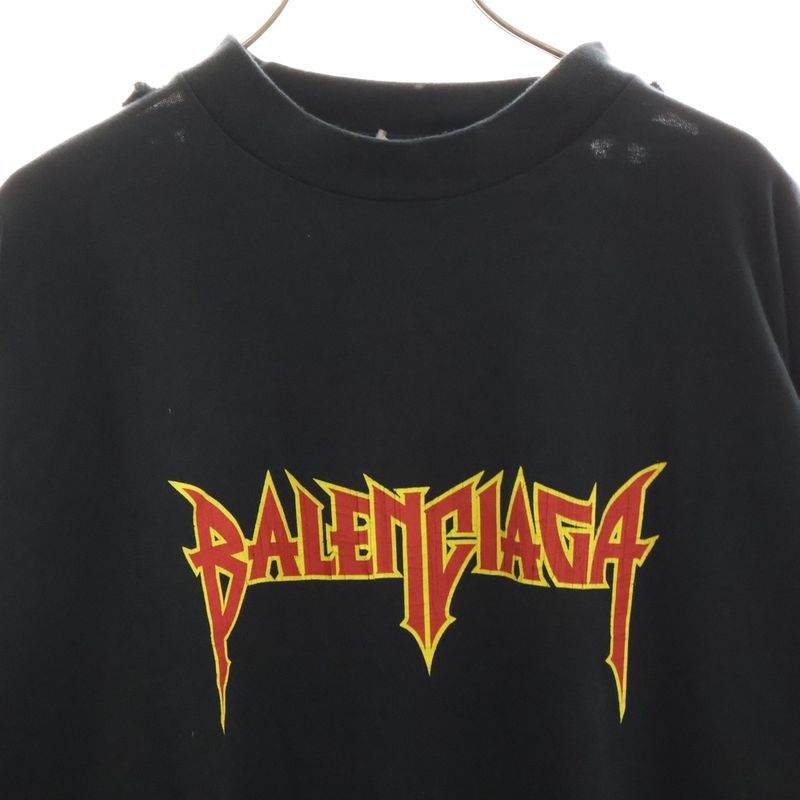 Balenciaga 22SS Metal Oversized LONG Sleeve TEE Metal Logo Print Oversized Long
