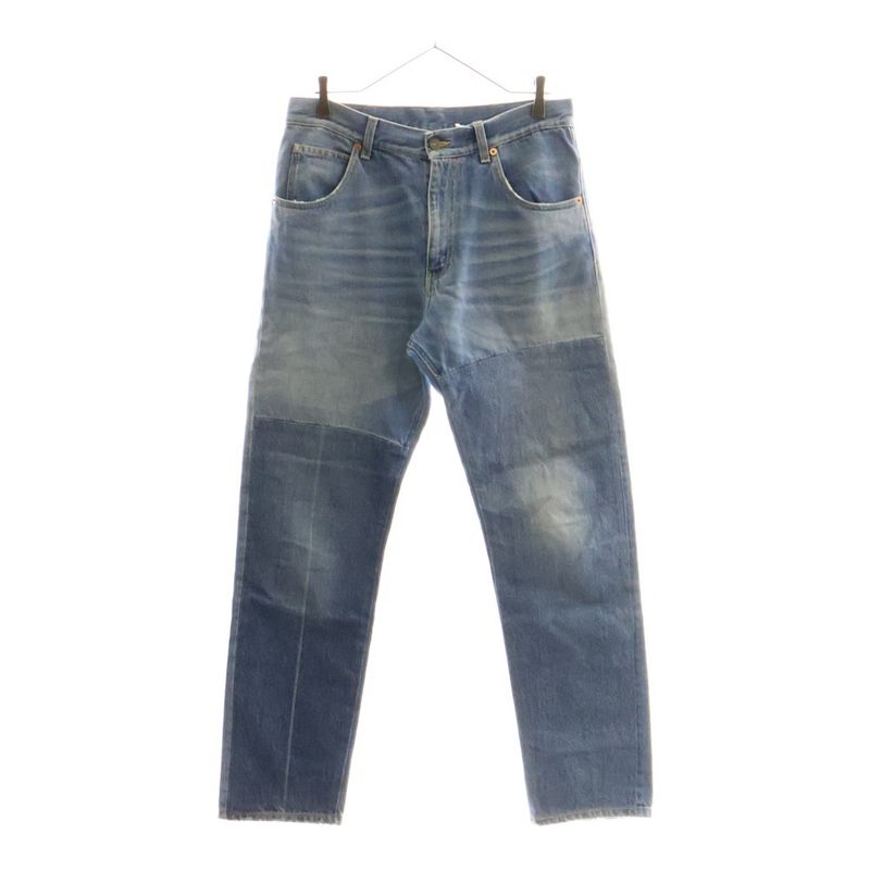 Gucci 17AW Zip Fly Bi-colored Straight Denim Pants Indigo 475274-xr609
