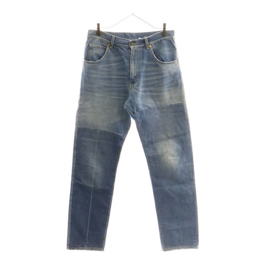Gucci 17AW Zip Fly Bi-colored Straight Denim Pants Indigo 475274-xr609