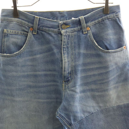 Gucci 17AW Zip Fly Bi-colored Straight Denim Pants Indigo 475274-xr609