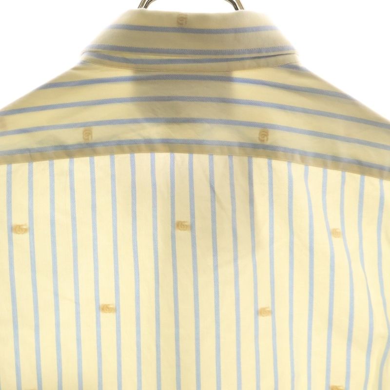 Gucci Regular Collar Button-down Long Sleeve Striped Long Sleeve Shirt Ivory/blu