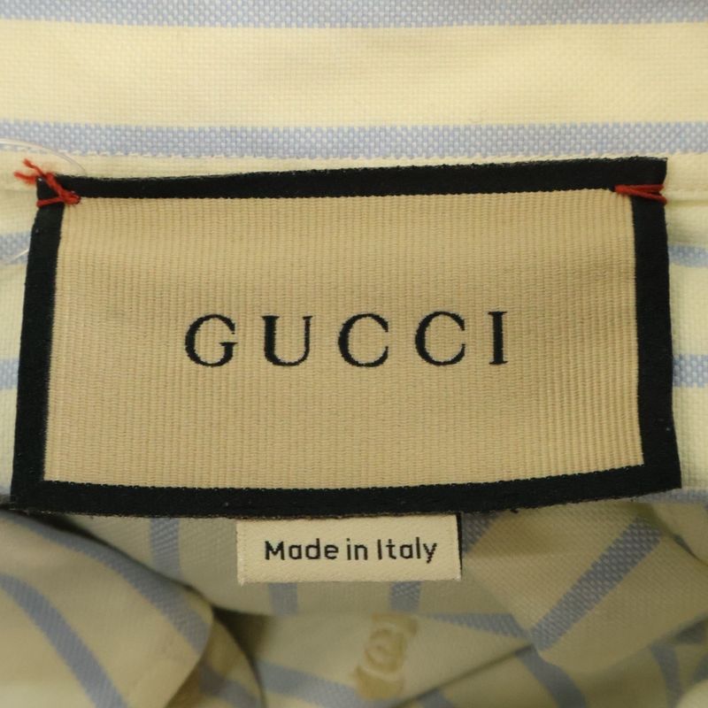 Gucci Regular Collar Button-down Long Sleeve Striped Long Sleeve Shirt Ivory/blu