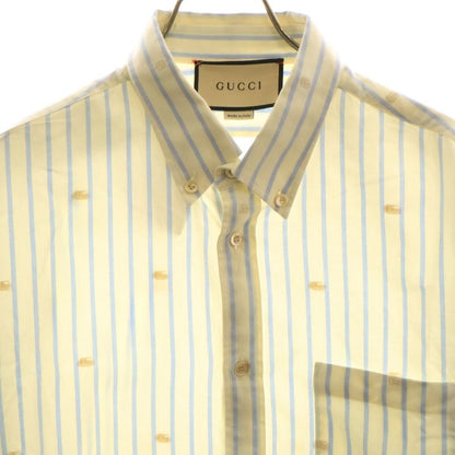 Gucci Regular Collar Button-down Long Sleeve Striped Long Sleeve Shirt Ivory/blu