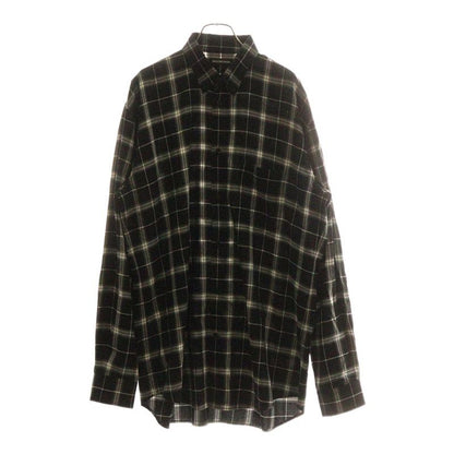 Balenciaga 19SS Back Logo Check L/S Shirt Black 556878 Tdm03
