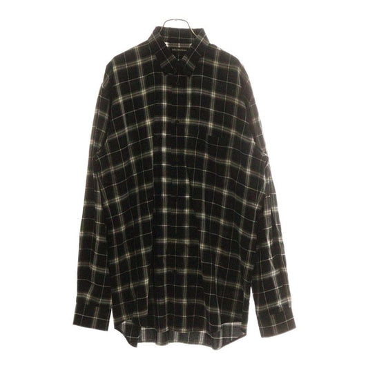 Balenciaga 19SS Back Logo Check L/S Shirt Black 556878 Tdm03