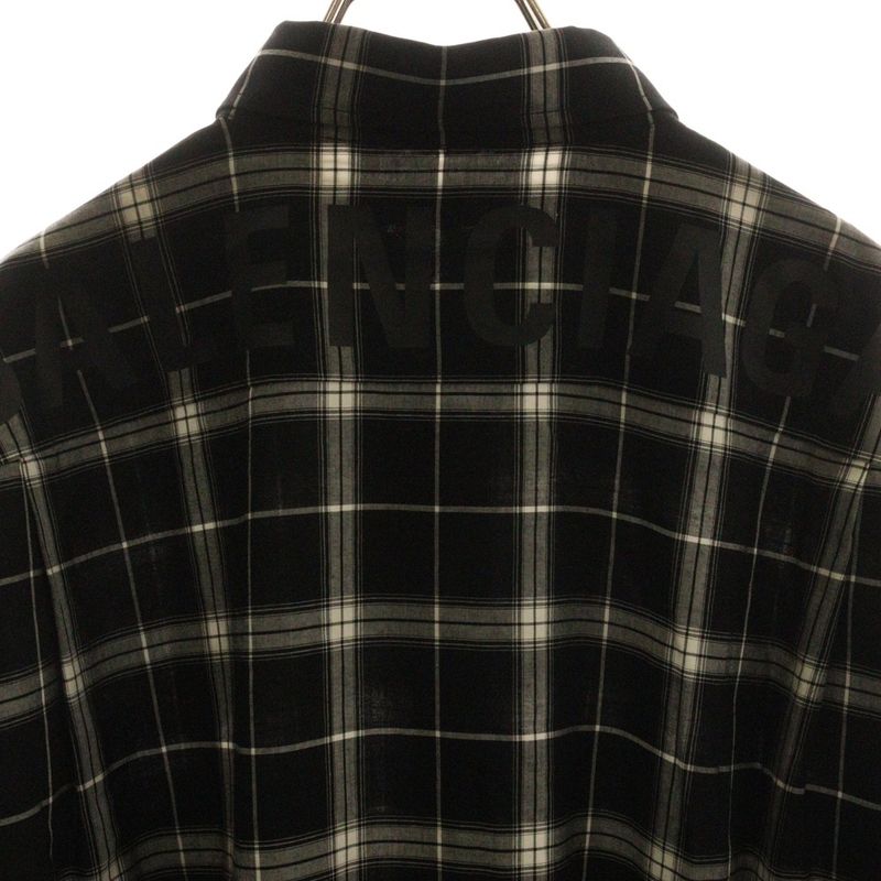 Balenciaga 19SS Back Logo Check L/S Shirt Black 556878 Tdm03