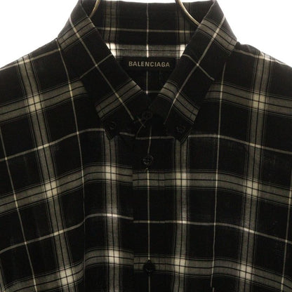Balenciaga 19SS Back Logo Check L/S Shirt Black 556878 Tdm03
