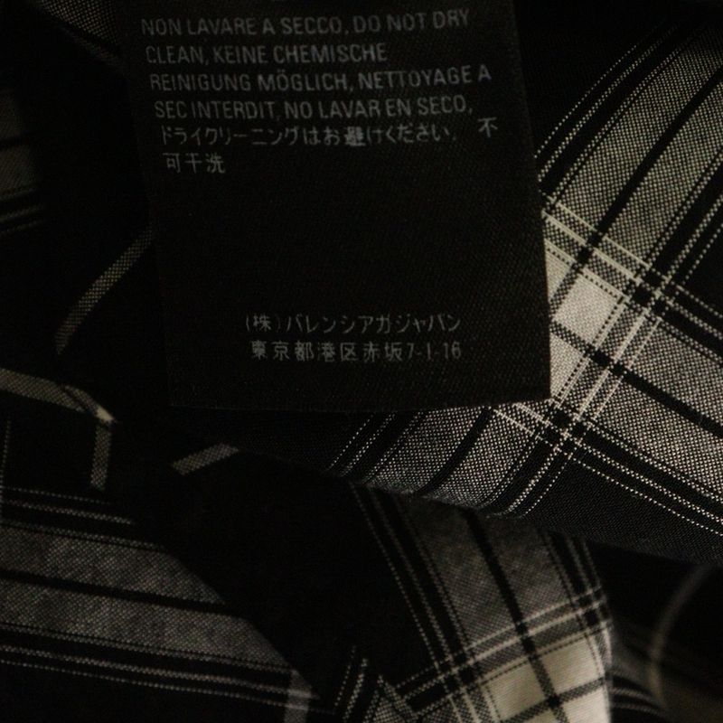 Balenciaga 19SS Back Logo Check L/S Shirt Black 556878 Tdm03