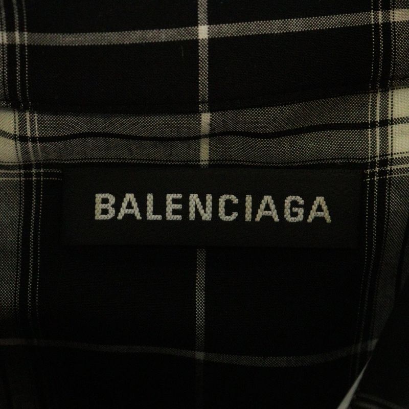 Balenciaga 19SS Back Logo Check L/S Shirt Black 556878 Tdm03
