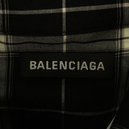 Balenciaga 19SS Back Logo Check L/S Shirt Black 556878 Tdm03