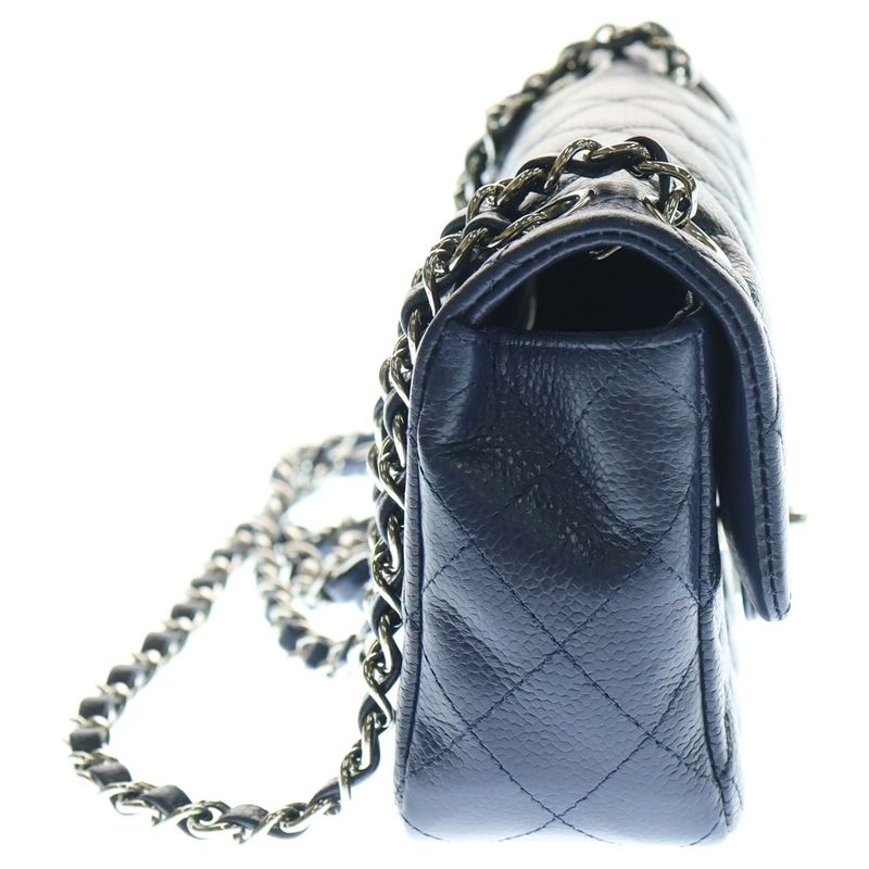Chanel Mini Matelasse 20 Chain Shoulder Bag Navy Caviar Skin Silver Hardware