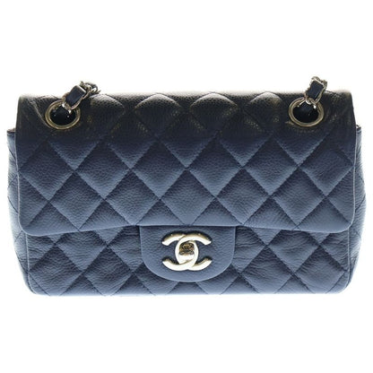 Chanel Mini Matelasse 20 Chain Shoulder Bag Navy Caviar Skin Silver Hardware