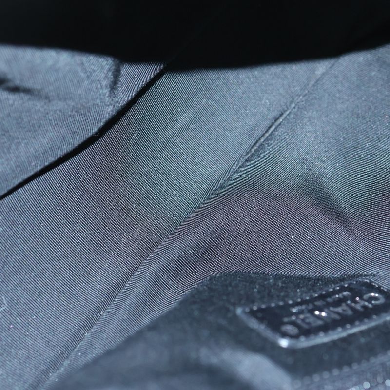 Chanel Camellia Chain Shoulder Bag Black Gray Canvas And Leather Silver Hardware