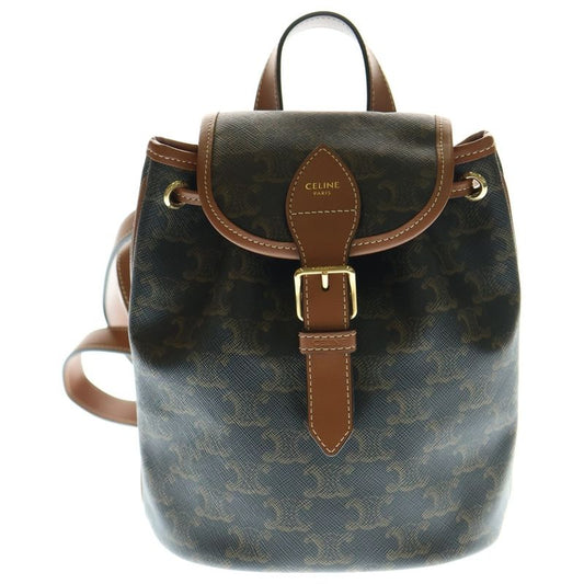 Celine Triomphe Falco Mini Backpack Sac PVC X Leather Brown