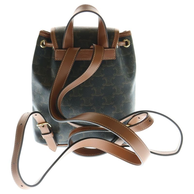 Celine Triomphe Falco Mini Backpack Sac PVC X Leather Brown