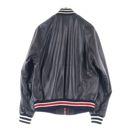 Gucci Logo Patch Varsity Leather Jacket Black 523526 Xg649