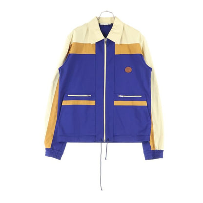Gucci Technical Jersey Zip-up Jacket With GG Logo Patch Blue/brown 625335 Xjcns
