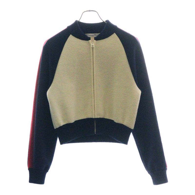 Christian Dior Ja'dior Love Back Jacquard Wool Knit Zip Up Jacket Blouson